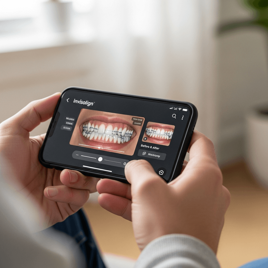 Digitale Invisalign behandelplanning op smartphone